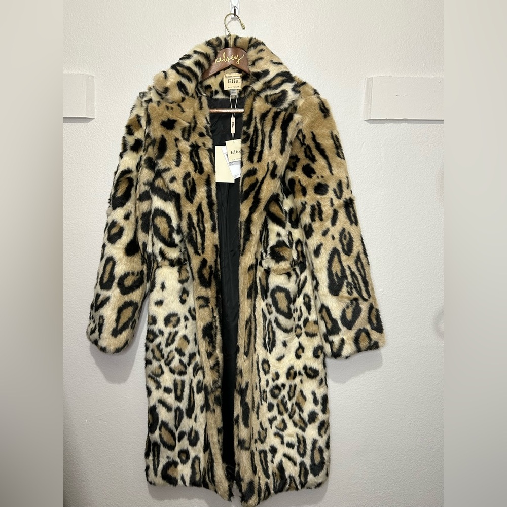 Elie Tahari Leopard Faux Fur Coat